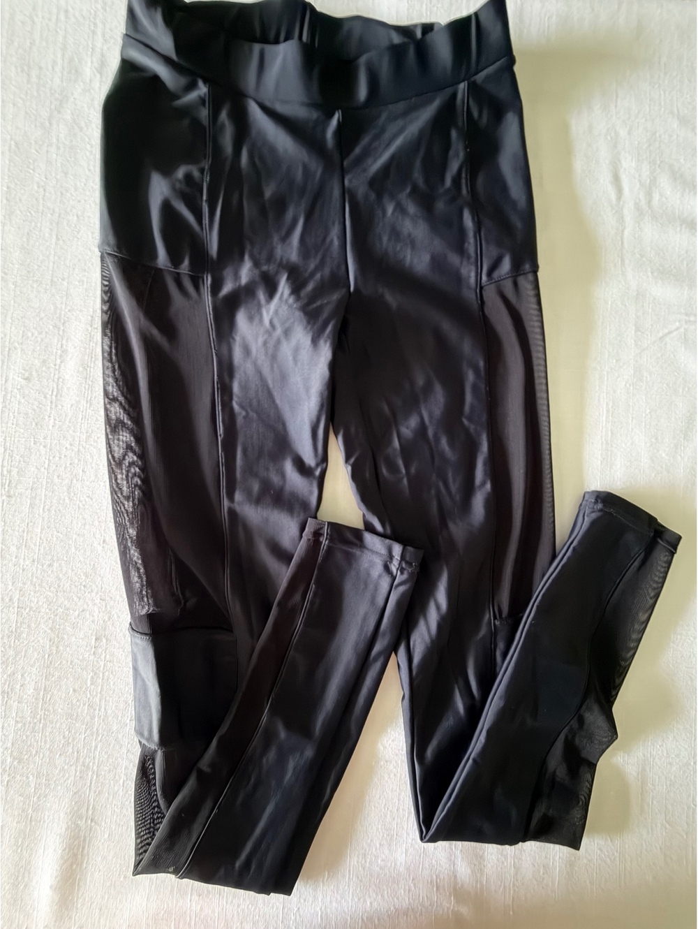 bebe Black Mesh Panel Leggings Size M